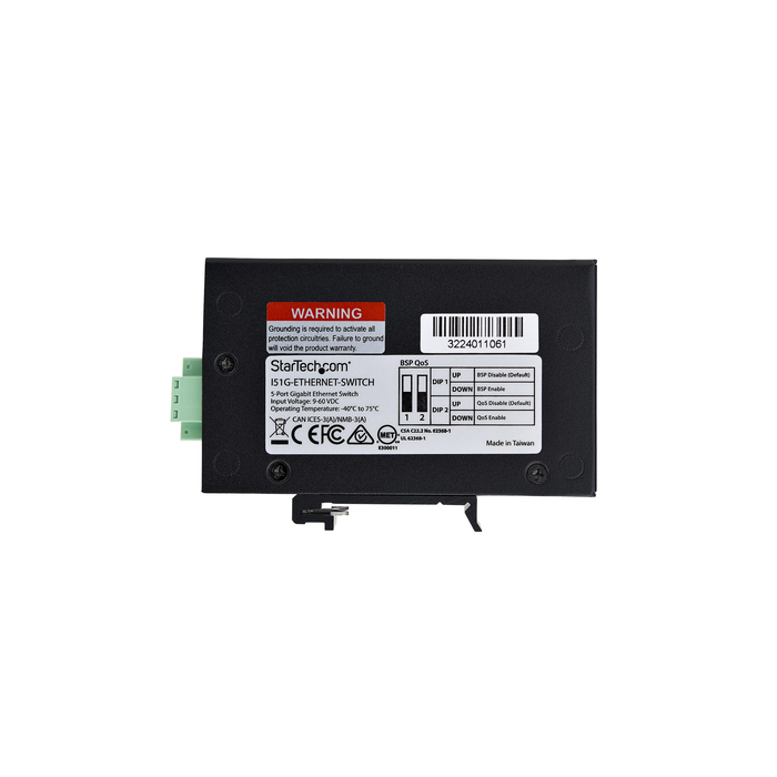 StarTech.com Switch Réseau Industriel 5 Ports Non Géré, 100/1000 Ethernet, Rail DIN/Montage Mural, Commutateur Gigabit IP30 Robuste, -40°C - 75°C, 9~60V DC, Conforme TAA