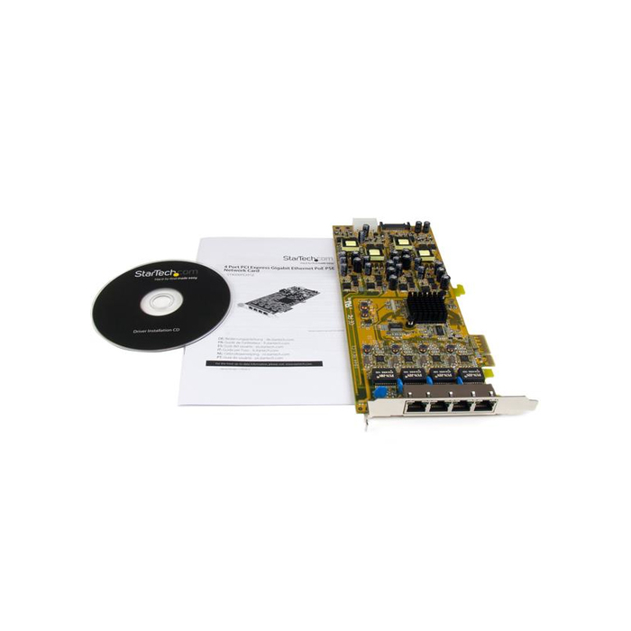 StarTech.com Carte réseau PCIe à 4 ports Gigabit Power over Ethernet - NIC PCI Express PSE / PoE