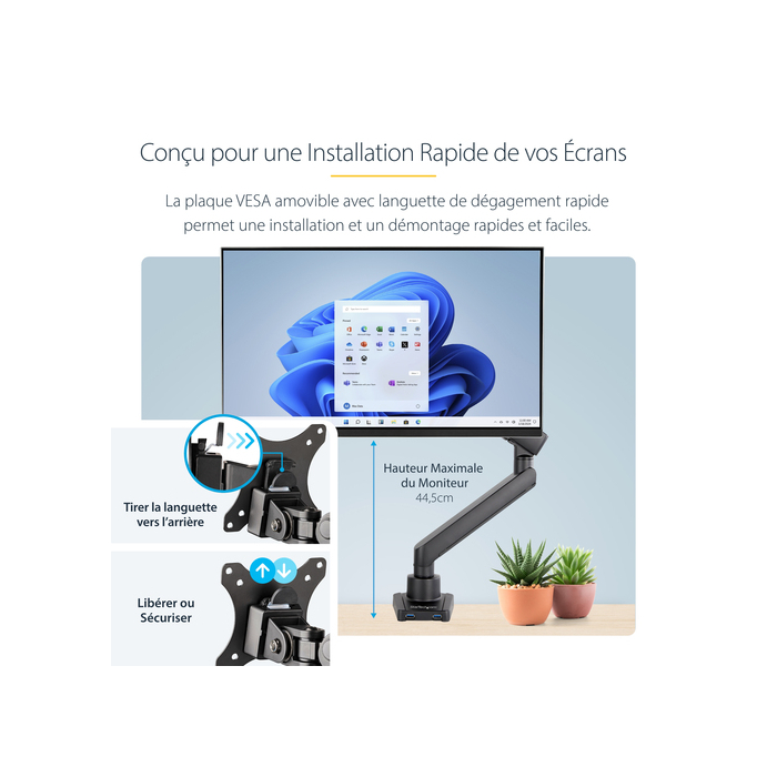 StarTech.com ARMSLIM2USB3 support d'écran plat pour bureau 34" Noir