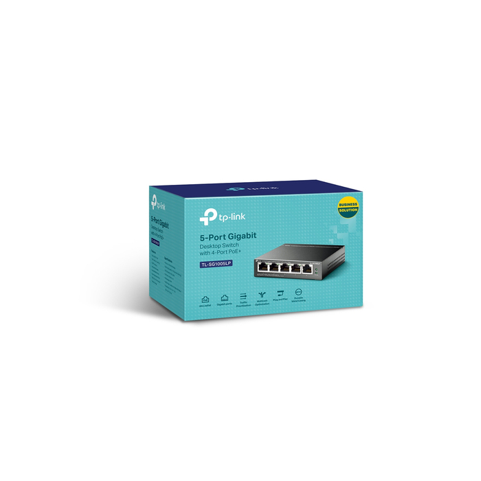 TP-Link TL-SG1005LP commutateur réseau Non-géré Gigabit Ethernet (10/100/1000) Connexion Ethernet, supportant l'alimentation via ce port (PoE) Noir