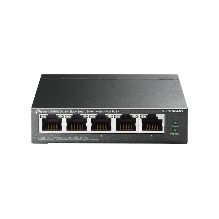 TP-Link TL-SG105MPE commutateur réseau L2 Gigabit Ethernet (10/100/1000) Connexion Ethernet, supportant l'alimentation via ce port (PoE) Noir